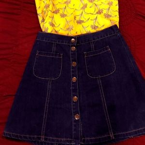 Snap Front Jean Mini Skirt